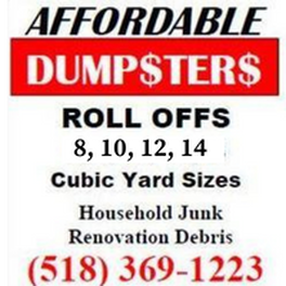 Affordable dumpster rental sizes for Latham and Colonie, NY